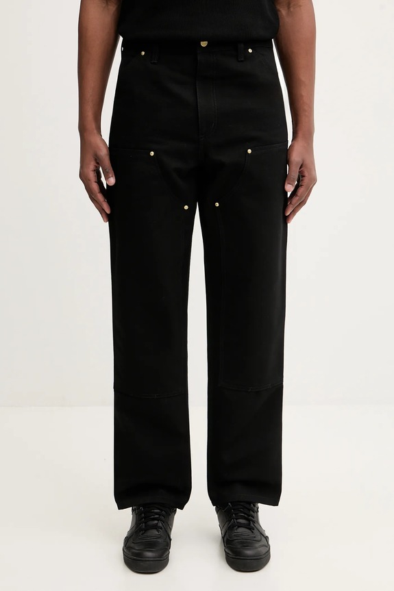 Carhartt WIP spodnie bawełniane Double Knee Pant gładkie czarny I036274.8901