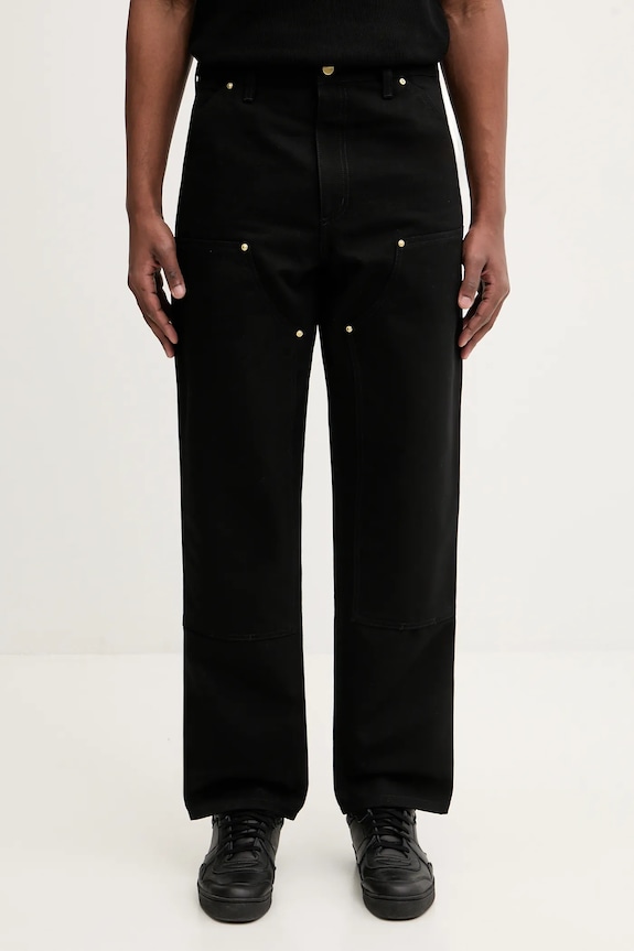 Carhartt WIP spodnie bawełniane Double Knee Pant gładkie czarny I036274.8901