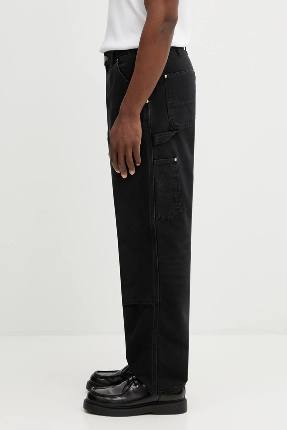 Carhartt WIP pantaloni de bumbac Double Knee Pant I036274.89B7 negru SS26