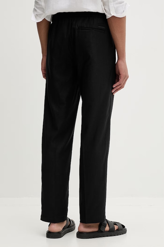 Oblečenie Calvin Klein nohavice straight pánske s ľanom LV04LF619G čierna