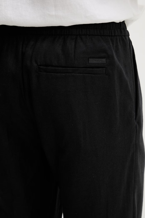 Calvin Klein nohavice straight pánske s ľanom čierna LV04LF619G