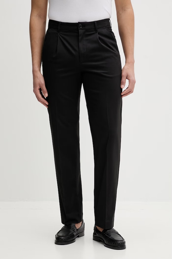 Calvin Klein egyenes férfi nadrág pamuttal fekete LV04LF625G