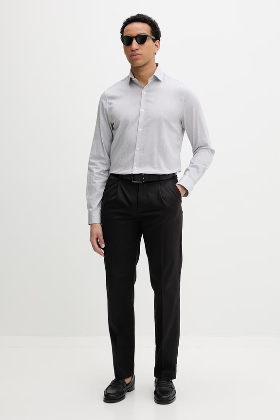Calvin Klein egyenes férfi nadrág pamuttal LV04LF625G fekete SS26