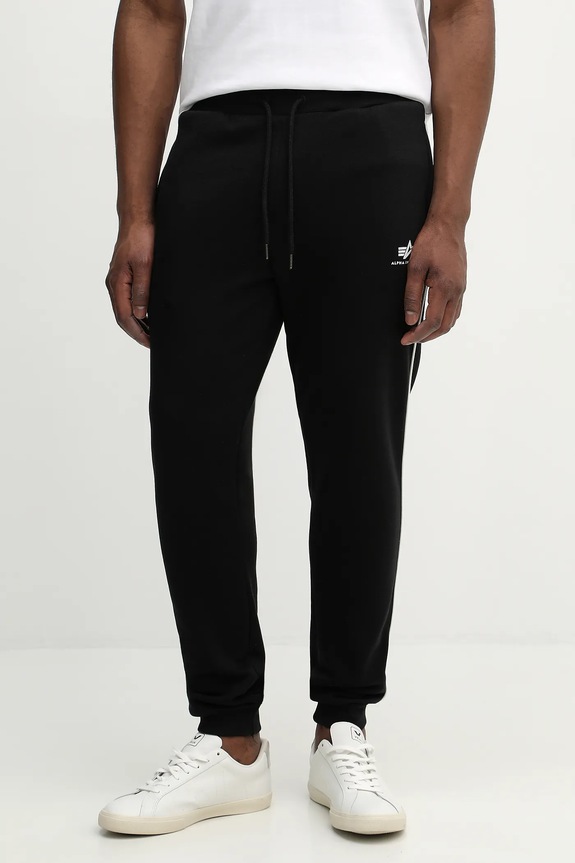 Παντελόνι φόρμας Alpha Industries Track Jogger SL πλεκτό ύφασμα μαύρο 156374