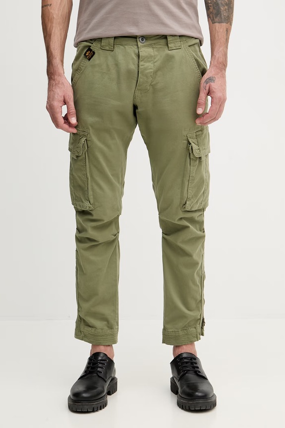 Alpha Industries cargo hlače moške iz bombaža z elastanom Task Force Pant zelena 106203.432