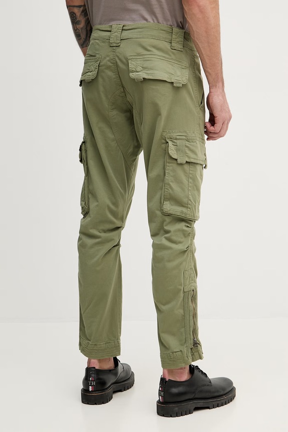 Oblačila Alpha Industries cargo hlače moške iz bombaža z elastanom Task Force Pant 106203.432 zelena