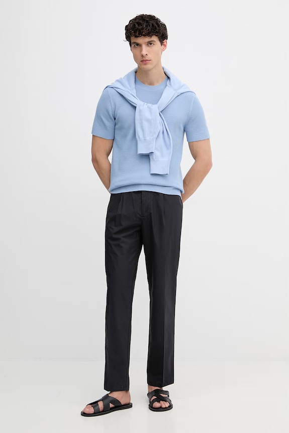 Emporio Armani nohavice chinos pánske bavlnené EM005898.AF25633 tmavomodrá SS26