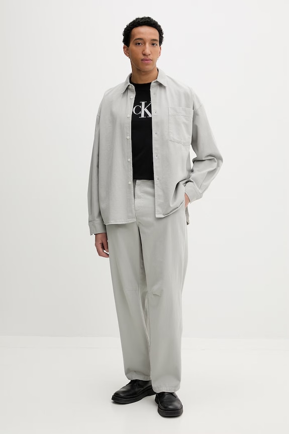 American Vintage Παντελόνι ανδρικό βαμβακερό MLYV10A γκρί SS26