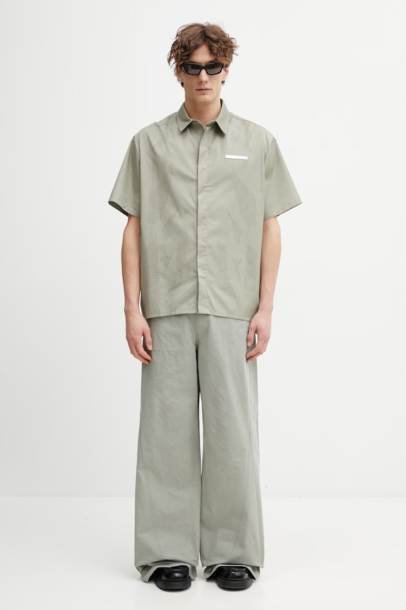 HELIOT EMIL Wide leg hlače za muškarce od pamuka SS26.M.10.232.LDG23 zelena