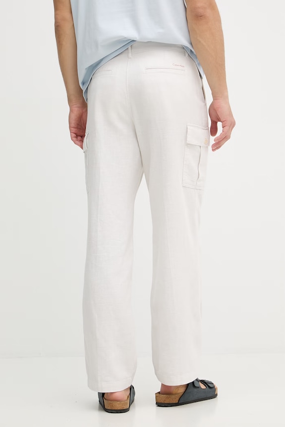 Ruházat Calvin Klein Jeans cargo férfi lenvászonnal LV04RF611G bézs