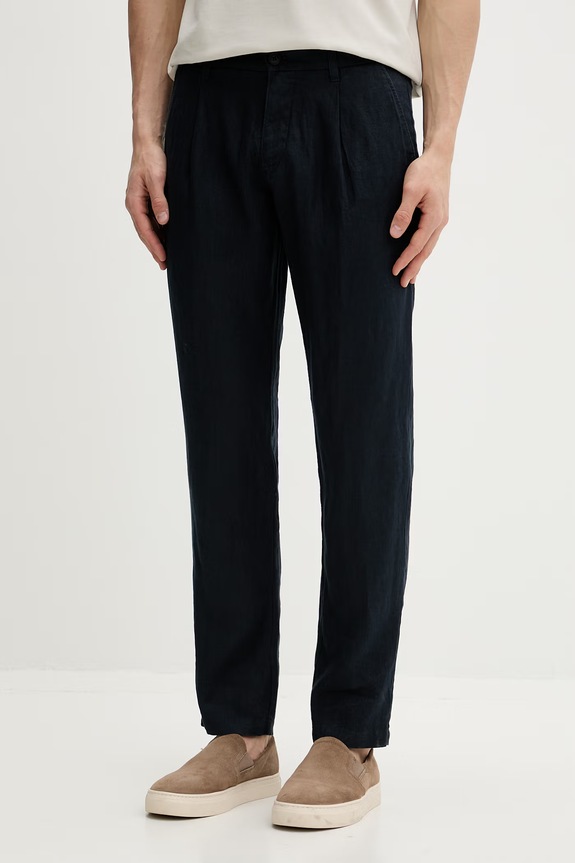 Marc O'Polo spodnie chinos męskie lniane granatowy 5000012834