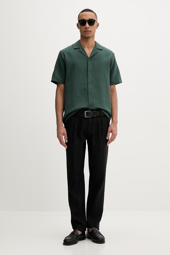 Marc O'Polo pantaloni chinos pentru bărbați, din in 5000012834 negru SS26
