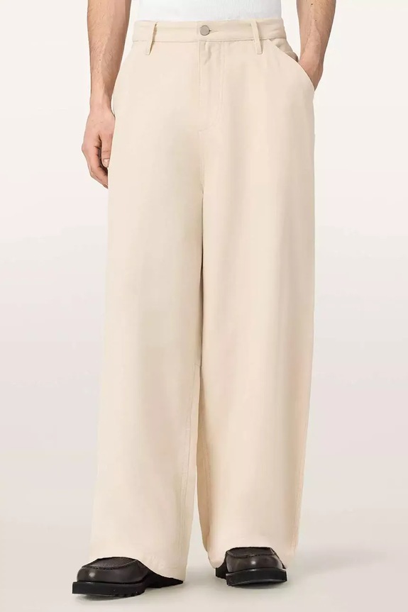 AllSaints pantaloni wide leg bărbați din bumbac JACKSON bumbac bej M006TE