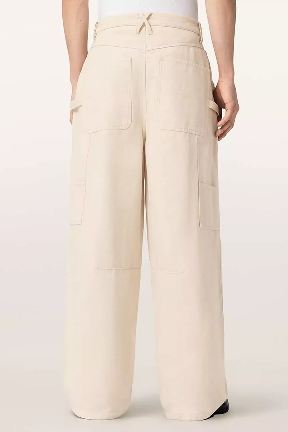 AllSaints pantaloni wide leg bărbați din bumbac JACKSON M006TE bej SS26