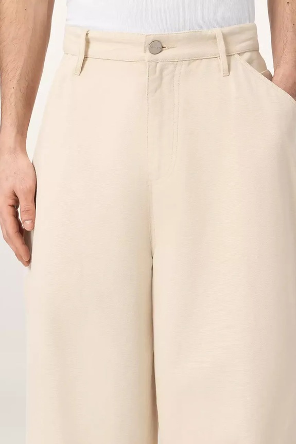 AllSaints pantaloni wide leg bărbați din bumbac JACKSON bej M006TE
