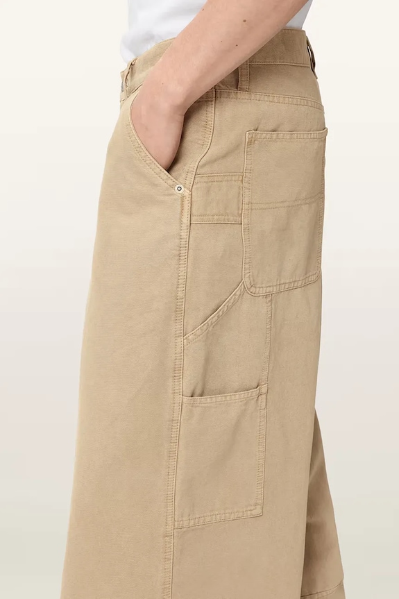 AllSaints Nohavice wide leg pánske bavlnené JACKSON béžová M006TE