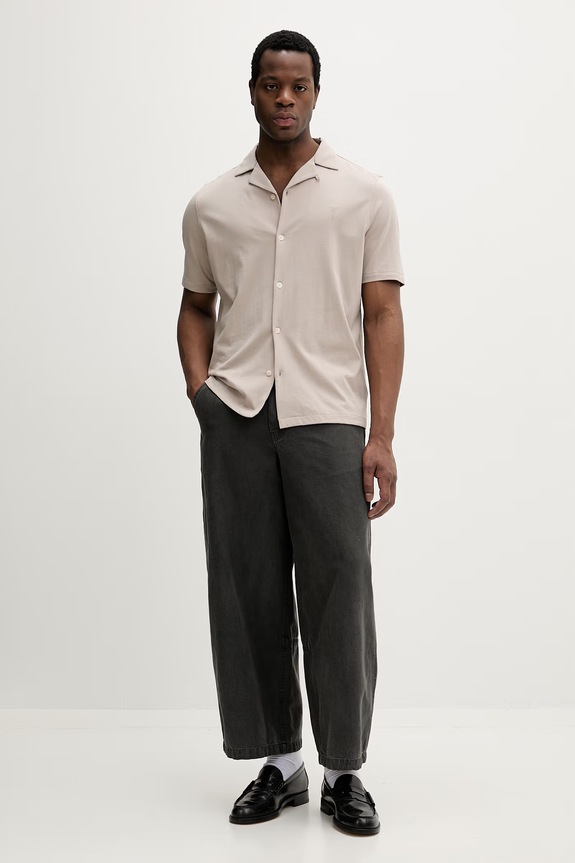 AllSaints spodnie wide leg męskie bawełniane JACKSON M006TE szary SS26