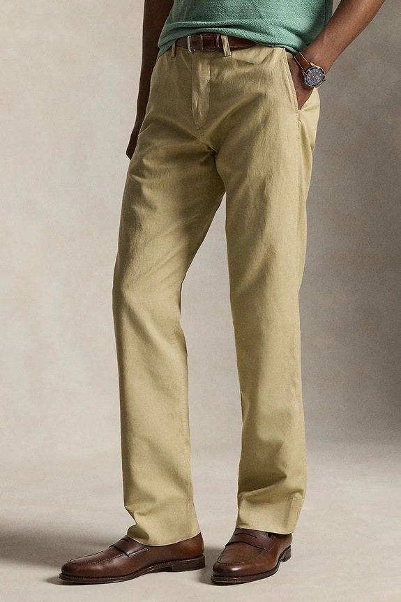 Polo Ralph Lauren παντελόνι Ανδρικό λινό καφέ 710A13235