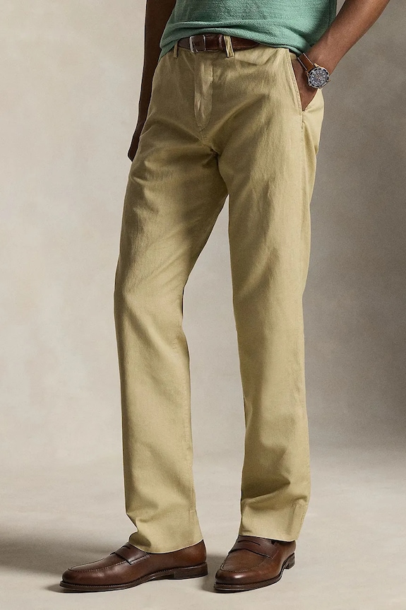 Polo Ralph Lauren παντελόνι Ανδρικό λινό καφέ 710A13235