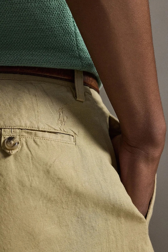 Polo Ralph Lauren παντελόνι Ανδρικό λινό καφέ 710A13235