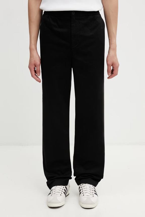 Lacoste trousers cotton with elastane Men's black HH1982