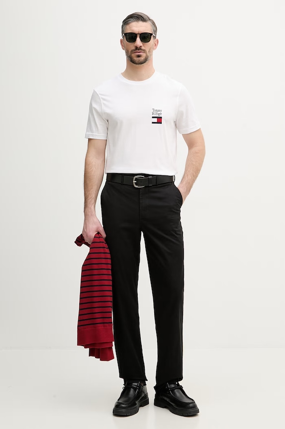 Tommy Hilfiger Παντελόνι chino ανδρικό βαμβακερό με ελαστάν MW0MW42906 μαύρο SS26
