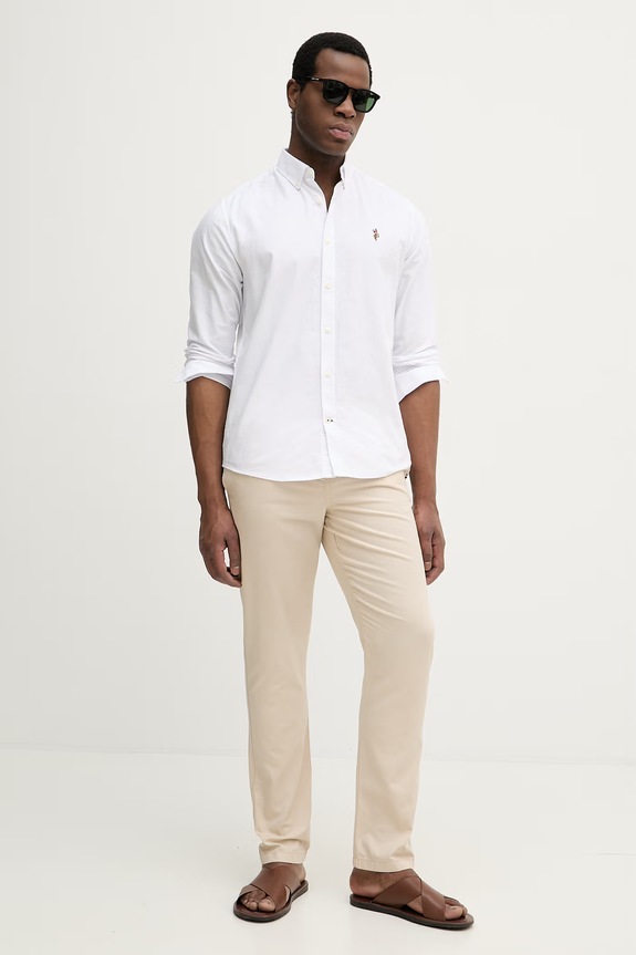 Hlače s dodatkom lana U.S. Polo Assn. LINEN BLEND DRAWSTRING MUP4694 bež SS26