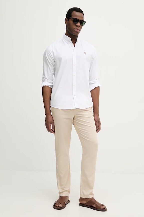 Hlače s dodatkom lana U.S. Polo Assn. LINEN BLEND DRAWSTRING MUP4694 bež SS26