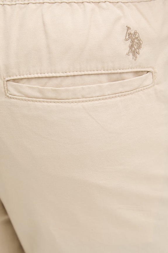 Hlače s dodatkom lana U.S. Polo Assn. LINEN BLEND DRAWSTRING bež MUP4694