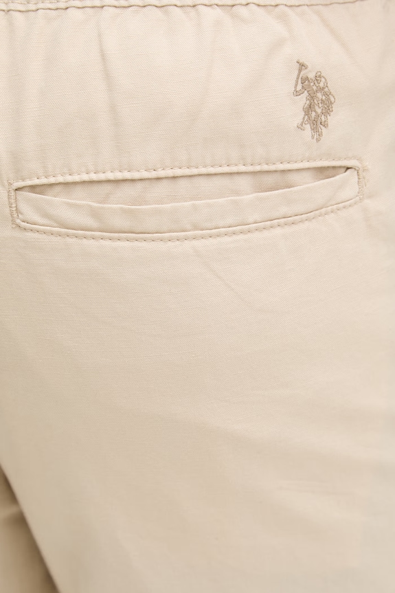 Hlače s dodatkom lana U.S. Polo Assn. LINEN BLEND DRAWSTRING bež MUP4694