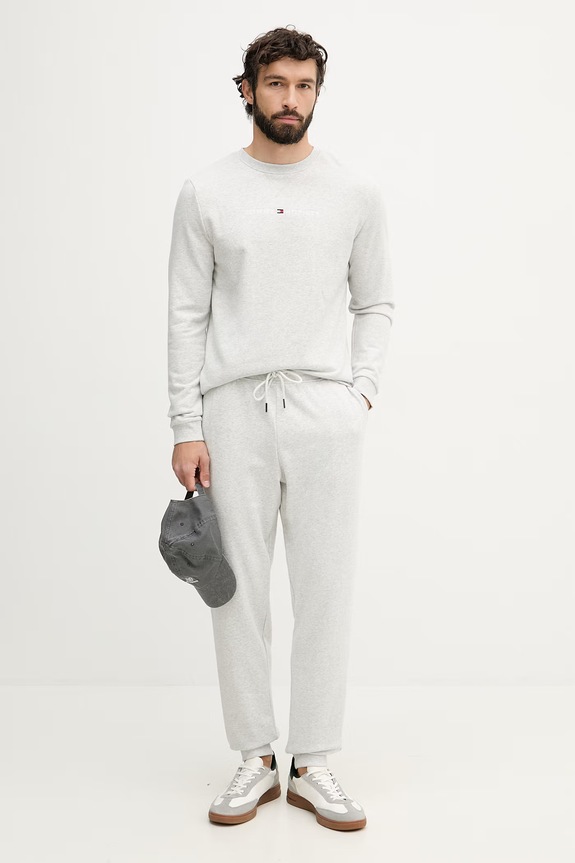 Tommy Hilfiger teplákové nohavice pánske s bavlnou UM0UM03664 sivá SS26