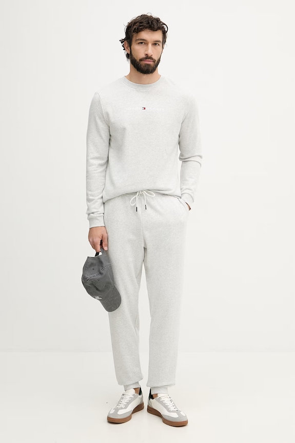 Tommy Hilfiger teplákové nohavice pánske s bavlnou UM0UM03664 sivá SS26