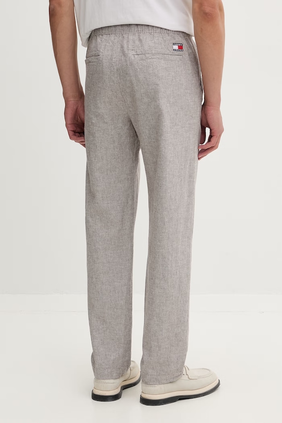 Odzież Tommy Jeans spodnie męskie z lnem DM0DM22820 beżowy