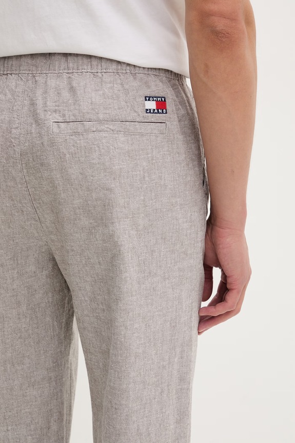 Tommy Jeans spodnie męskie z lnem beżowy DM0DM22820