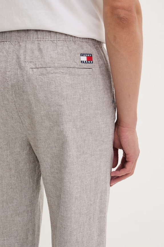 Tommy Jeans spodnie męskie z lnem beżowy DM0DM22820