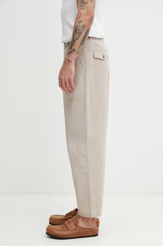Maison Kitsuné trousers men's QM01104WW9107 beige SS26