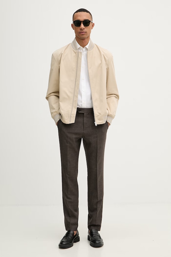 BOSS nohavice pánske s vlnou BOSS X DAVID BECKHAM 50563826 hnedá SS26