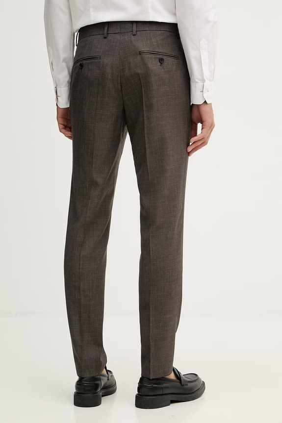 Îmbrăcăminte BOSS pantaloni pentru bărbați, cu lână BOSS X DAVID BECKHAM 50563826 maro