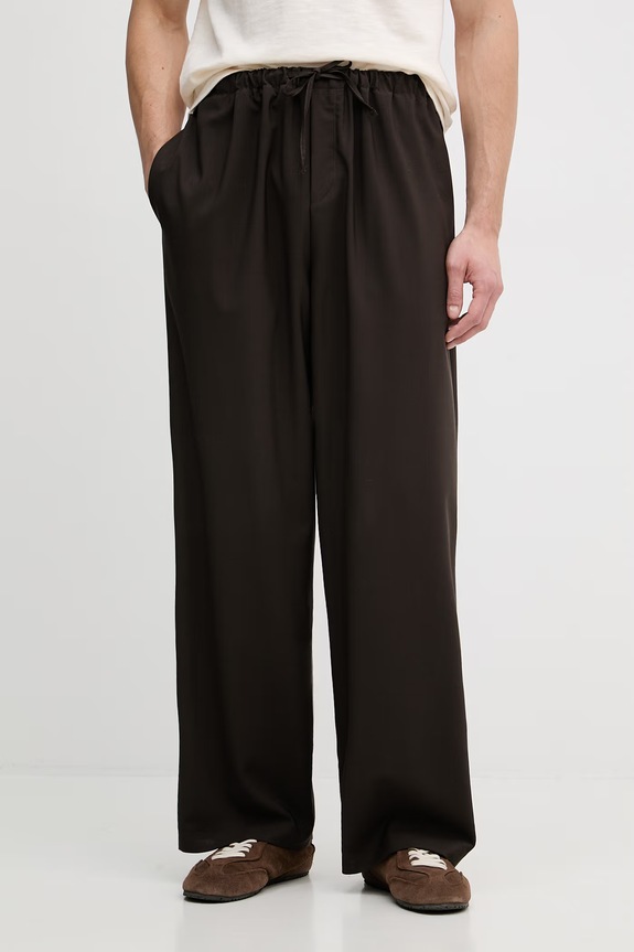 BOSS pantaloni pentru bărbați, din lână BOSS X DAVID BECKHAM maro 50563827