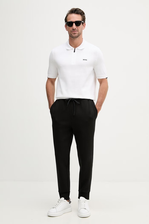 BOSS Green spodnie dresowe męskie bawełniane z elastanem 50555505 czarny SS26