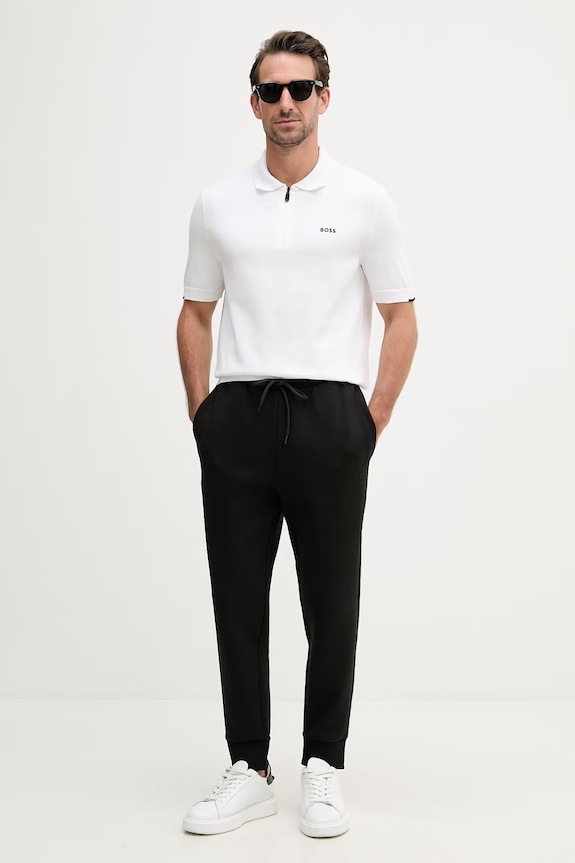 BOSS Green spodnie dresowe męskie bawełniane z elastanem 50555505 czarny SS26