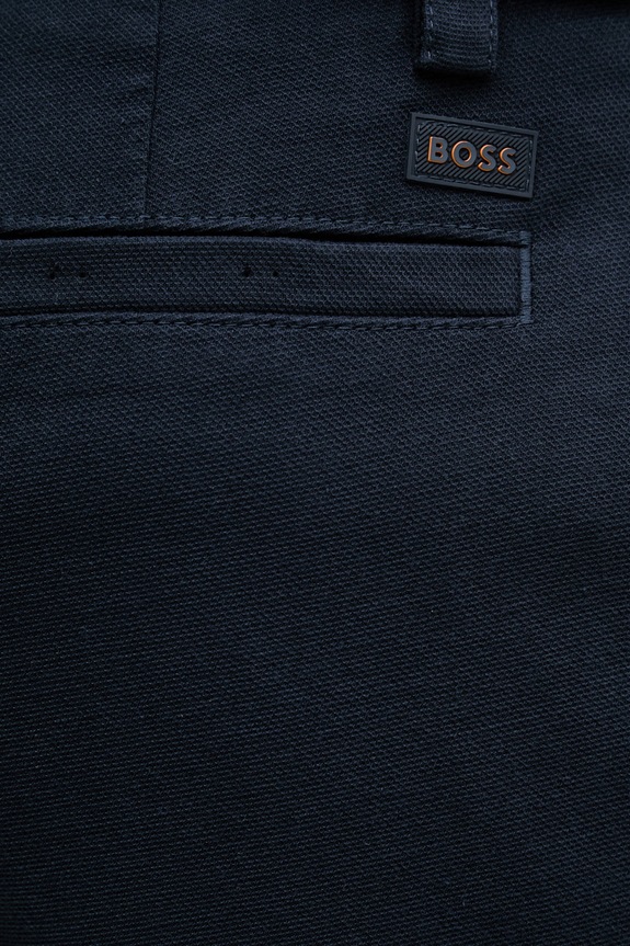 BOSS Orange hlače chinos za muškarce od pamuka s elastanom Pleated mornarsko plava 50559158