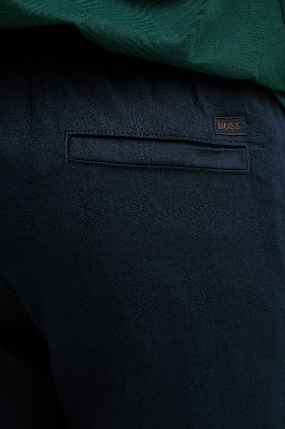 BOSS Orange nohavice pánske s ľanom tmavomodrá 50559595