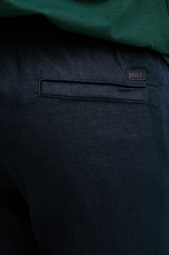 BOSS Orange nohavice pánske s ľanom tmavomodrá 50559595