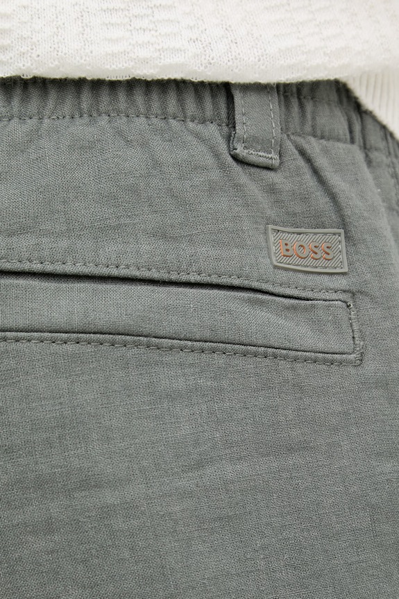 BOSS Orange Ανδρικό παντελόνι με λινό γκρί 50559595