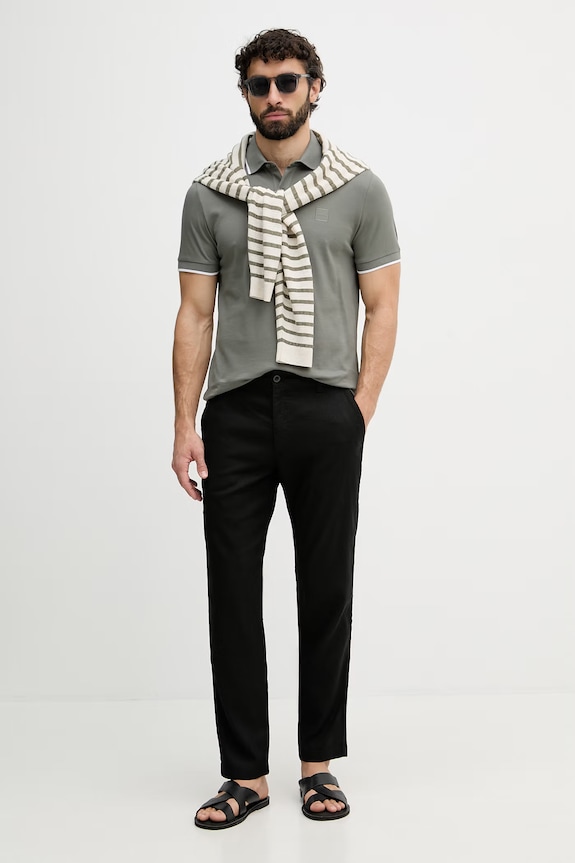 BOSS Orange spodnie męskie z lnem 50559595 czarny SS26