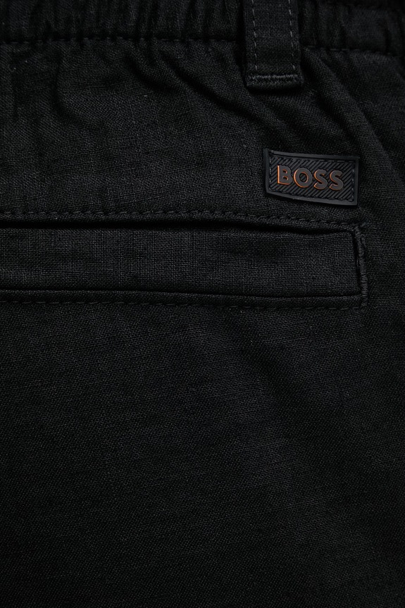 BOSS Orange spodnie męskie z lnem czarny 50559595