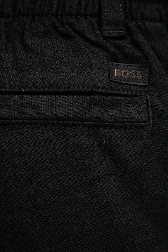 BOSS Orange spodnie męskie z lnem czarny 50559595
