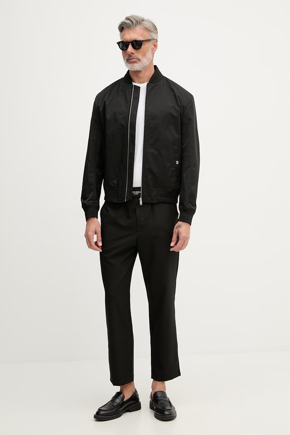 Just Cavalli pantaloni pentru bărbați, cu vâscoză 80OAA127.N0705 negru SS26