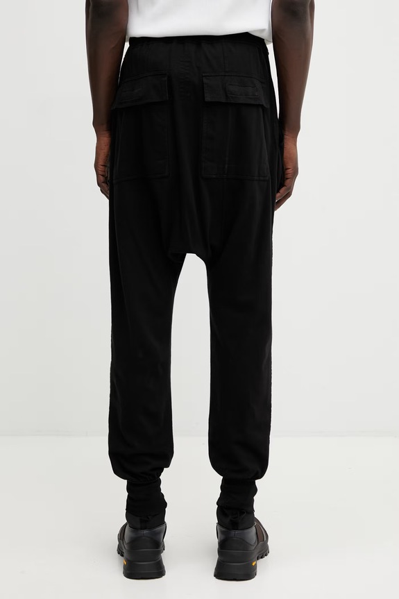 Îmbrăcăminte Rick Owens DRKSHDW Prisoner Drawstring pantaloni de trening pentru bărbați de bumbac DU01F4395.RN negru